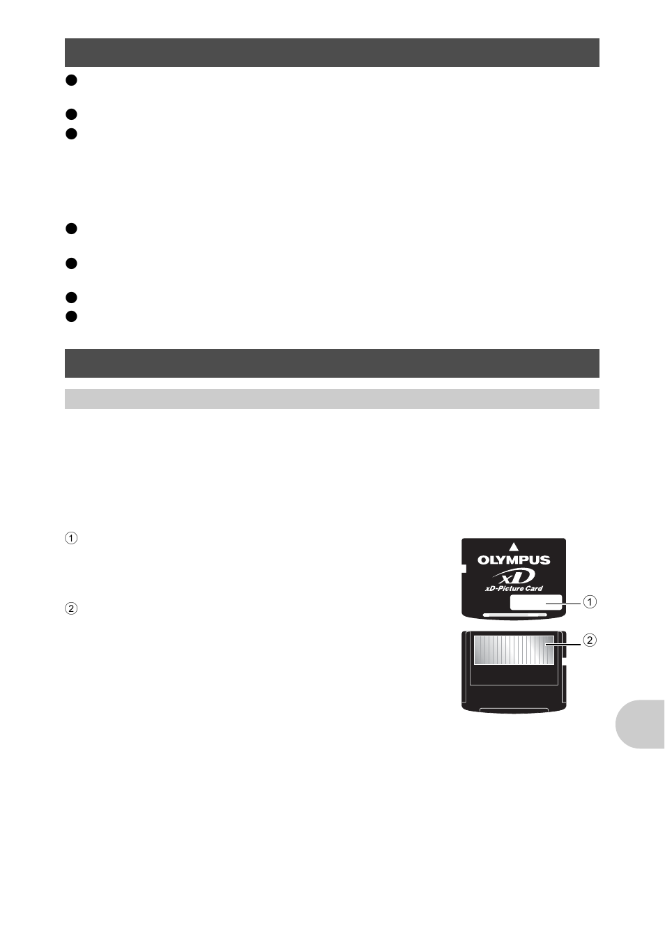 Battery and charger, Use of the accessories, The card | The card” (p.63), Battery and charger use of the accessories, Appe ndi x, Compatible cards | Olympus 840 User Manual | Page 63 / 79