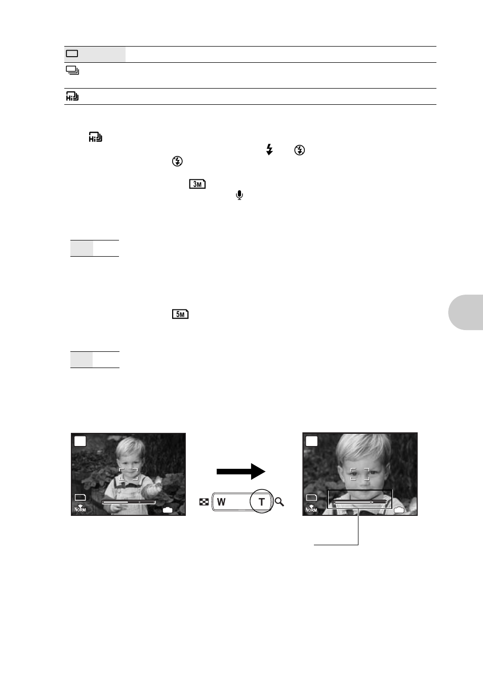 Using sequential (continuous) shooting, Zooming in on your subject, Drive | Using sequential (continuous) shooting” (p.27), P.27, Men u operat ions, Fine zoom, Digital zoom | Olympus 1020 User Manual | Page 27 / 78