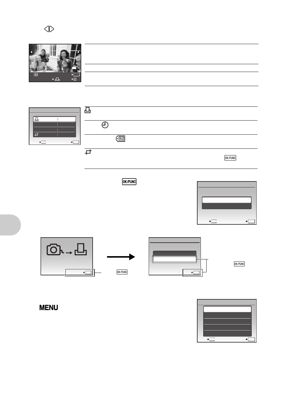 Pri nt in g pict ures, Select [print], and press e | Olympus 1020 User Manual | Page 42 / 78