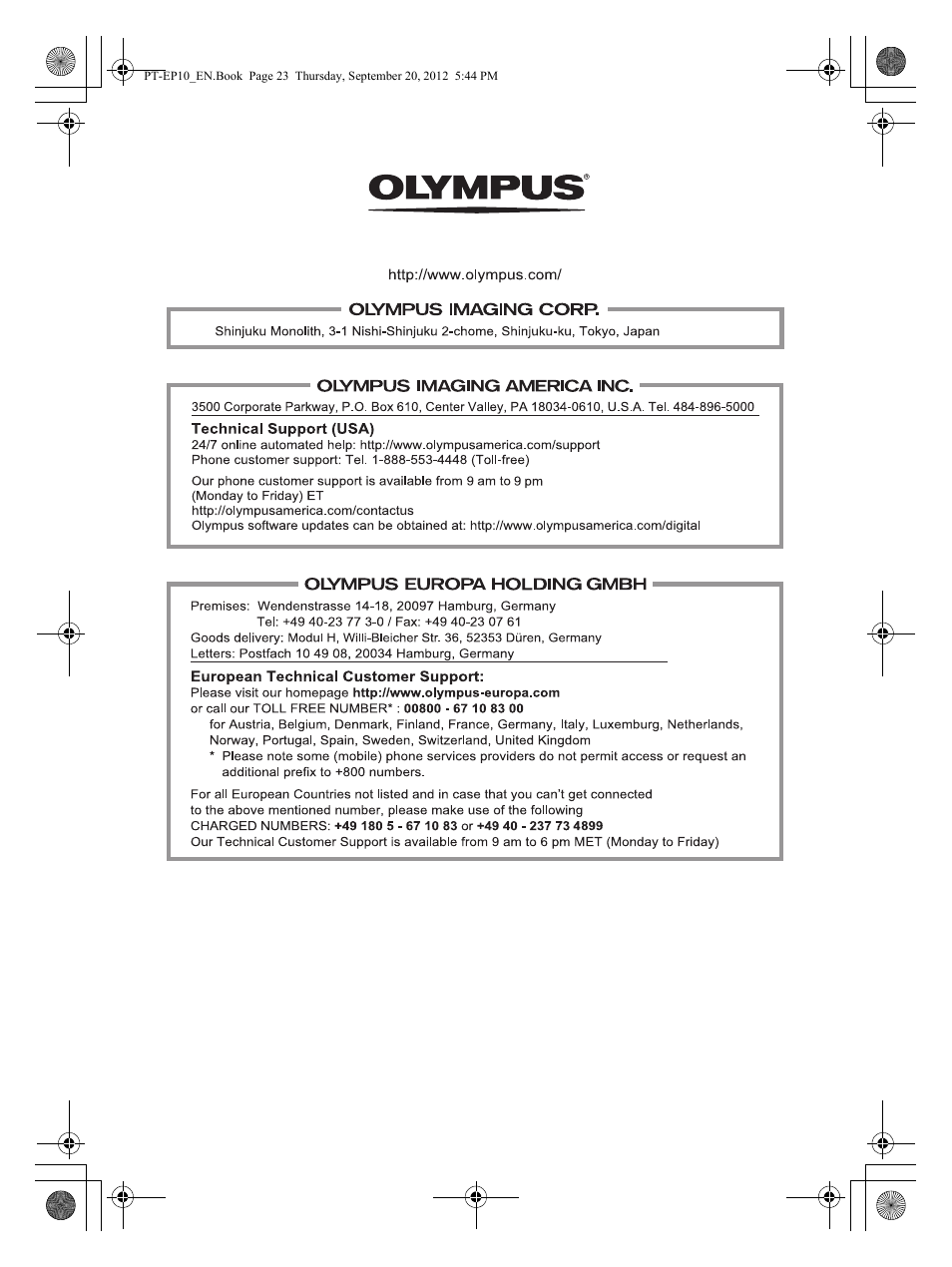 Olympus PT-EP10 User Manual | Page 24 / 24