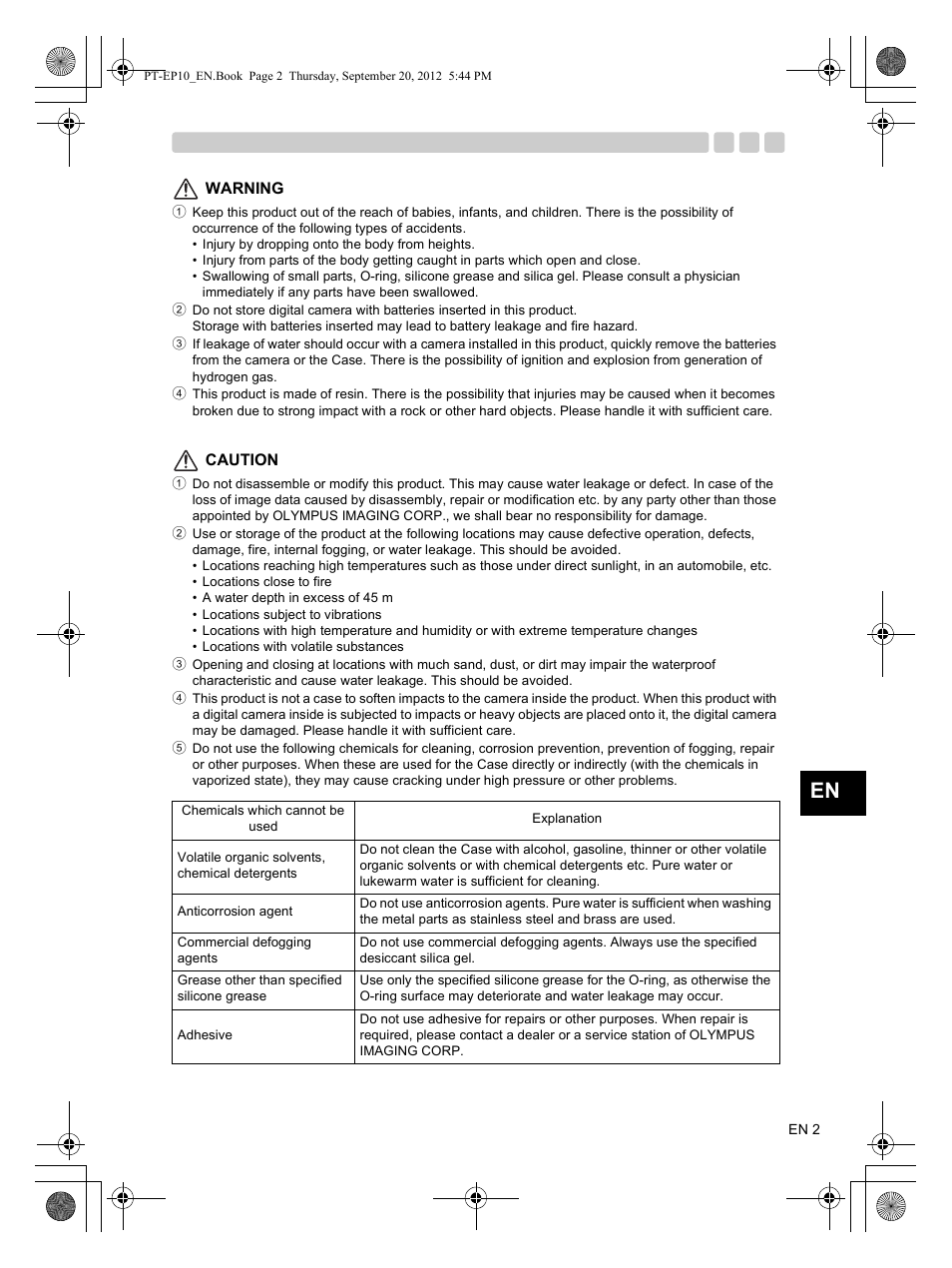 Olympus PT-EP10 User Manual | Page 3 / 24