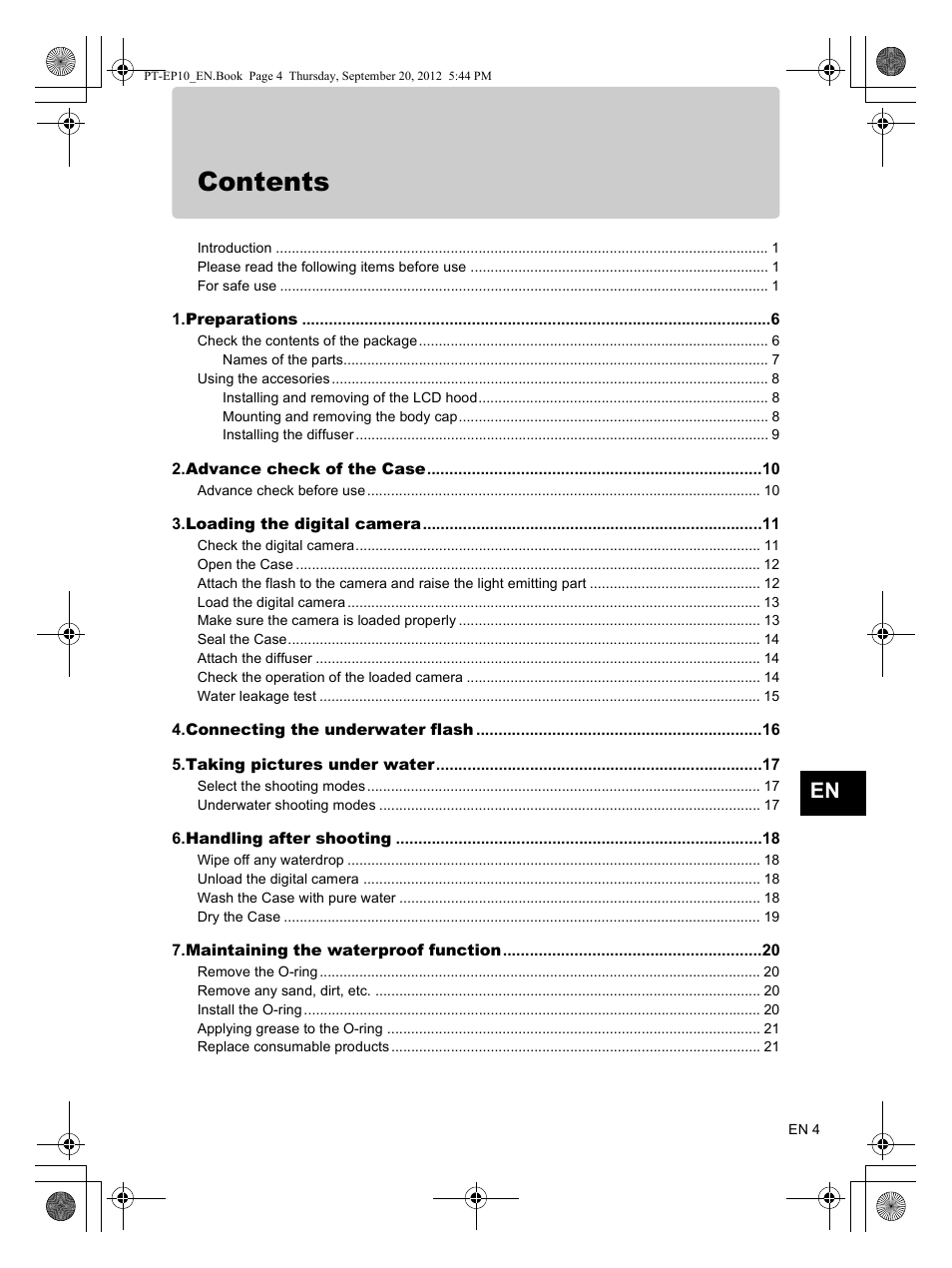 Olympus PT-EP10 User Manual | Page 5 / 24