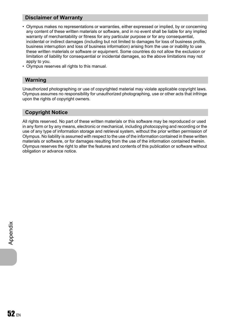 Olympus FE-310 User Manual | Page 52 / 61