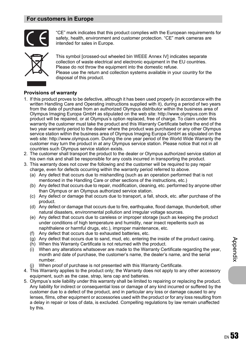 Ap pend ix | Olympus FE-310 User Manual | Page 53 / 61