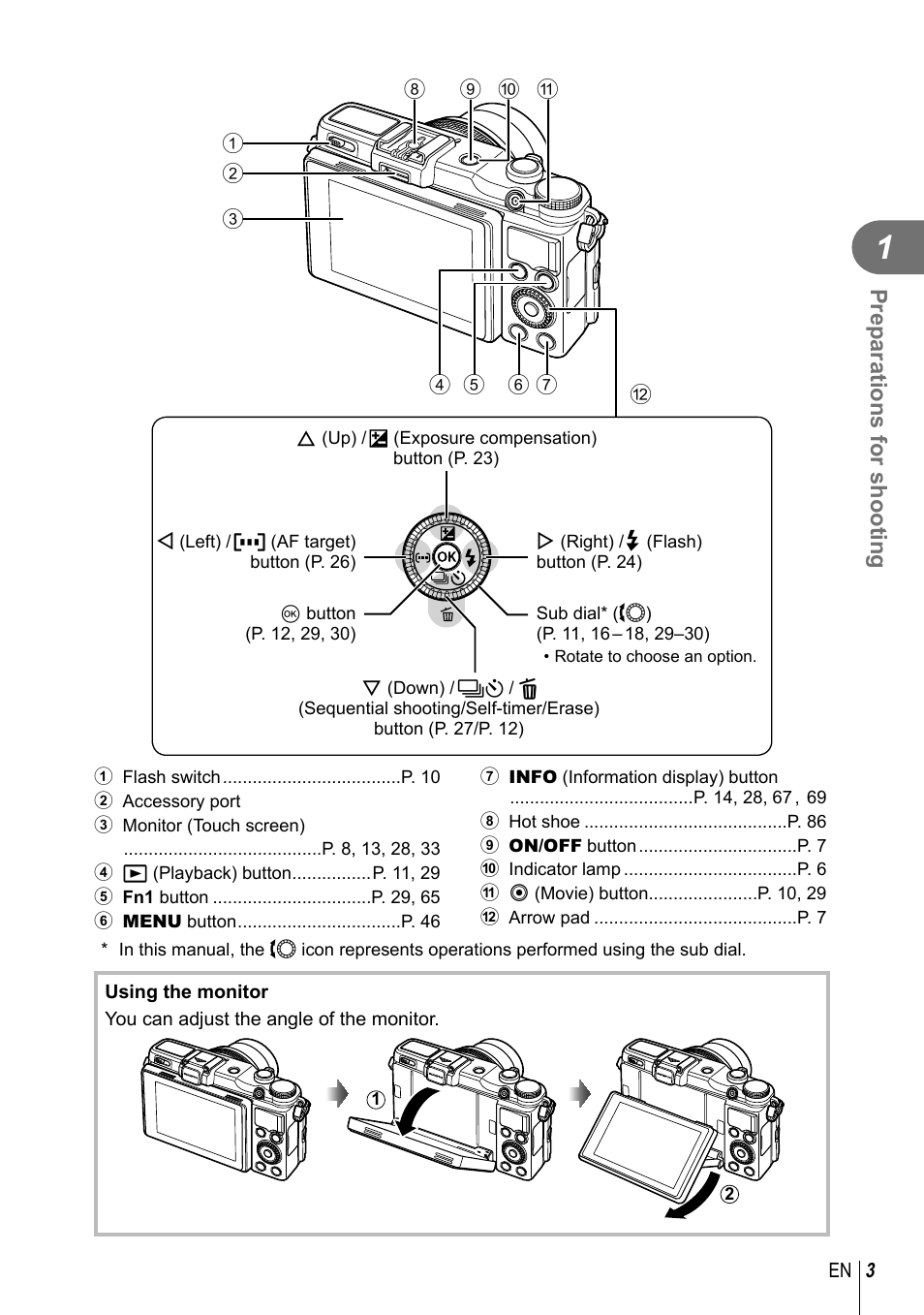 Preparations for shooting | Olympus XZ-2 User Manual | Page 3 / 102