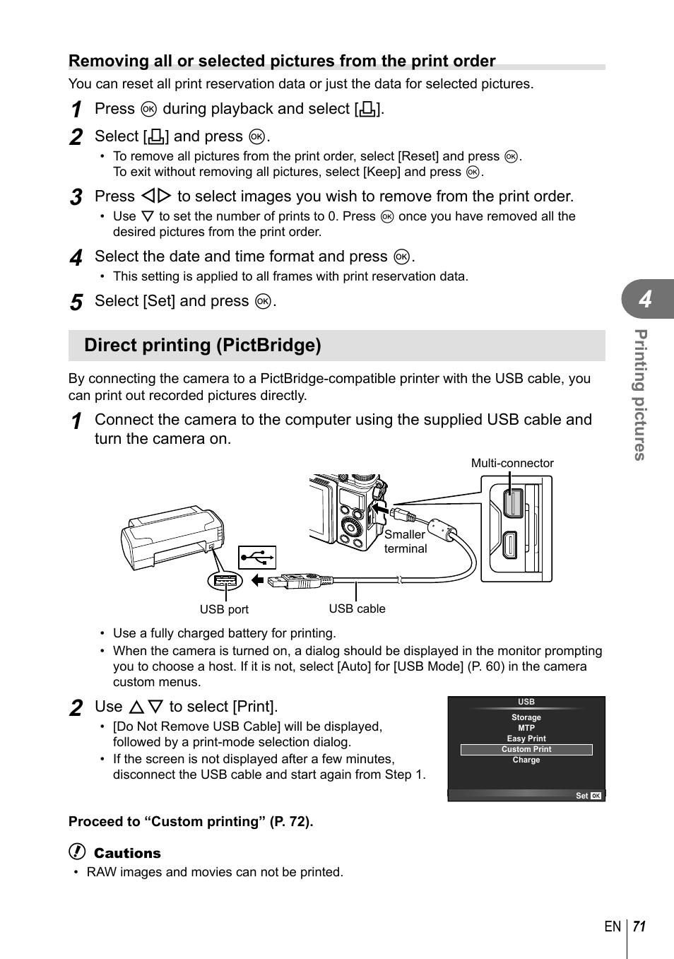 Direct printing (pictbridge) | Olympus XZ-2 User Manual | Page 71 / 102