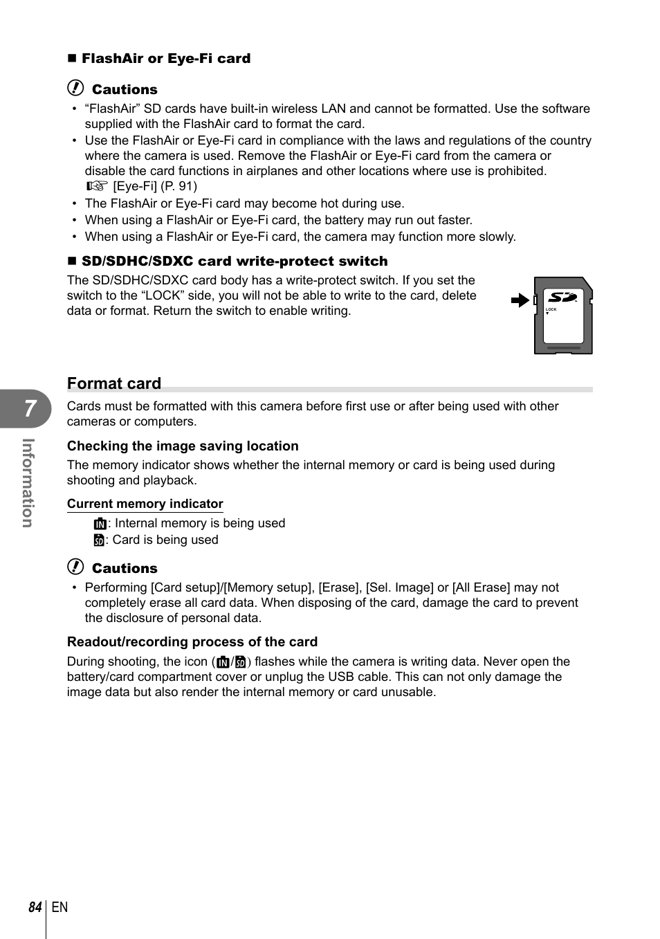 Information, Format card | Olympus XZ-2 User Manual | Page 84 / 102