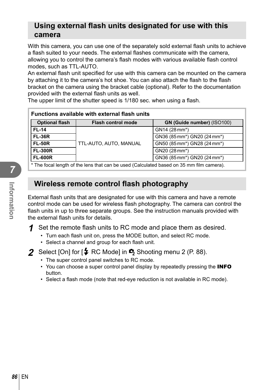 Wireless remote control fl ash photography | Olympus XZ-2 User Manual | Page 86 / 102