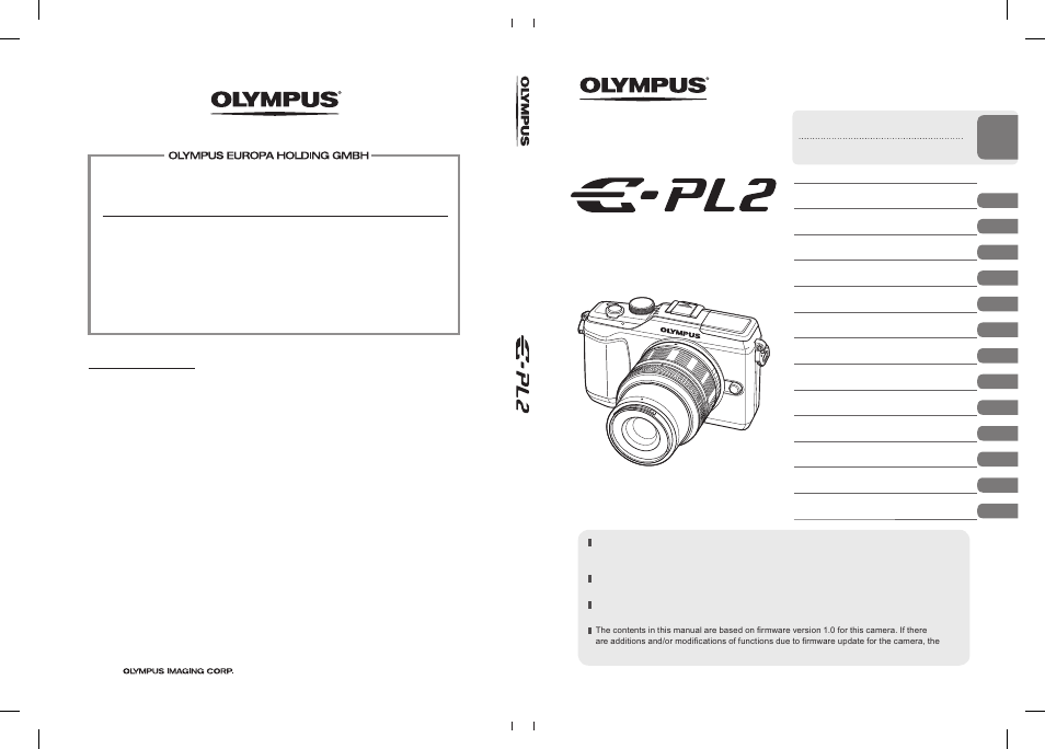 Olympus E-PL2 User Manual | 127 pages