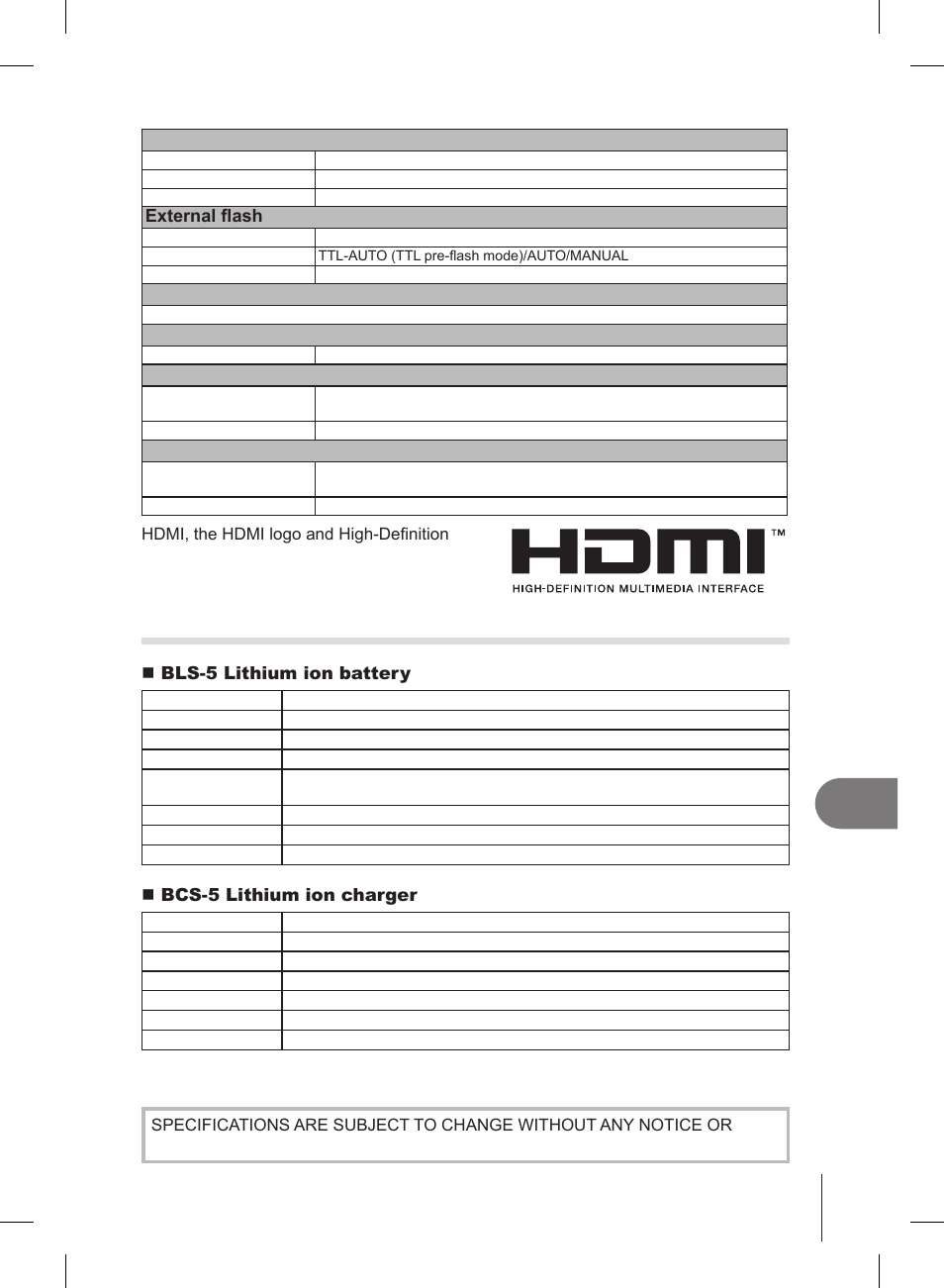 Battery/charger, Information | Olympus E-PL2 User Manual | Page 115 / 127
