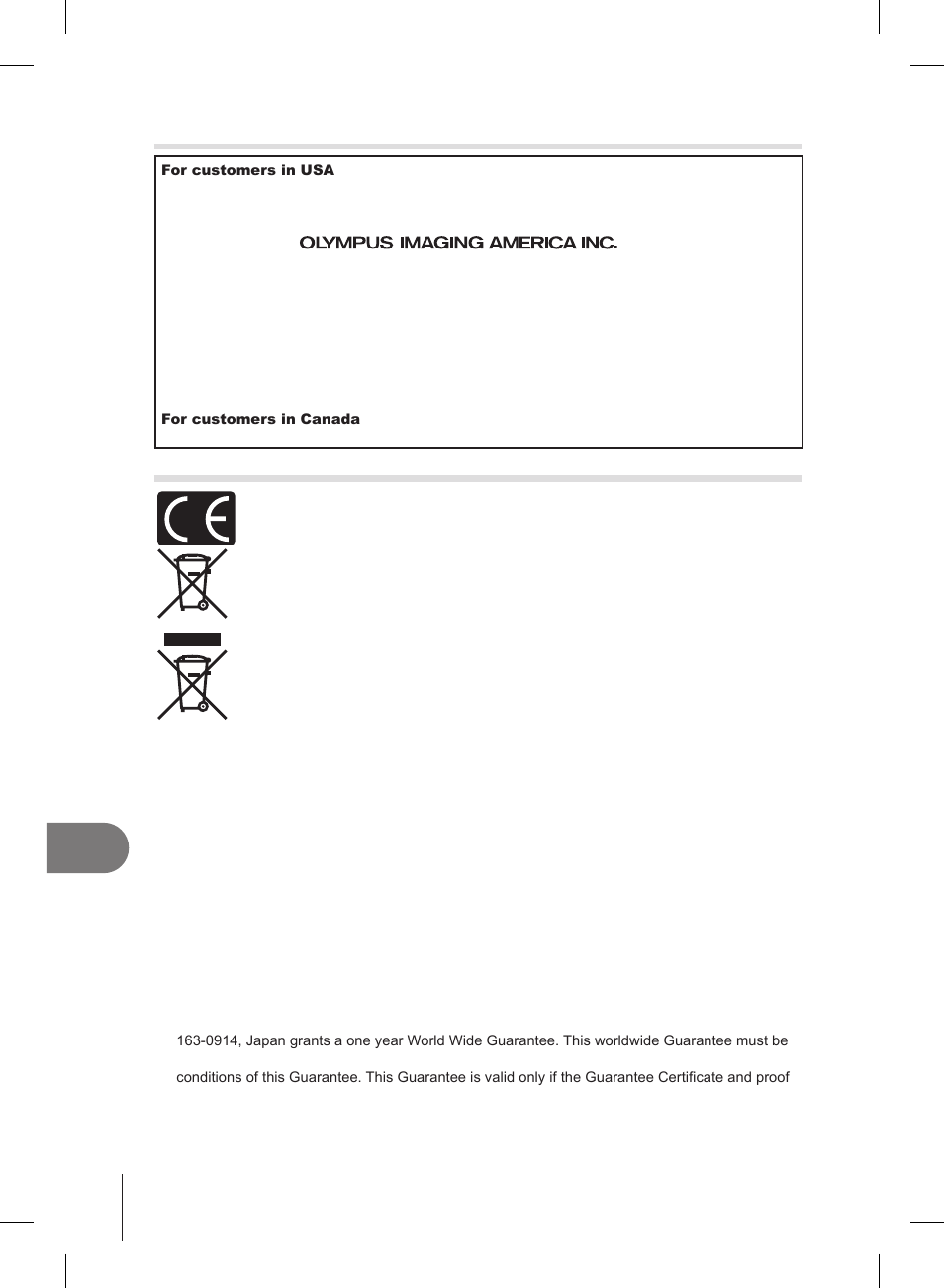 Safety precautions, For customers in north and south america, For customers in europe | Olympus E-PL2 User Manual | Page 120 / 127
