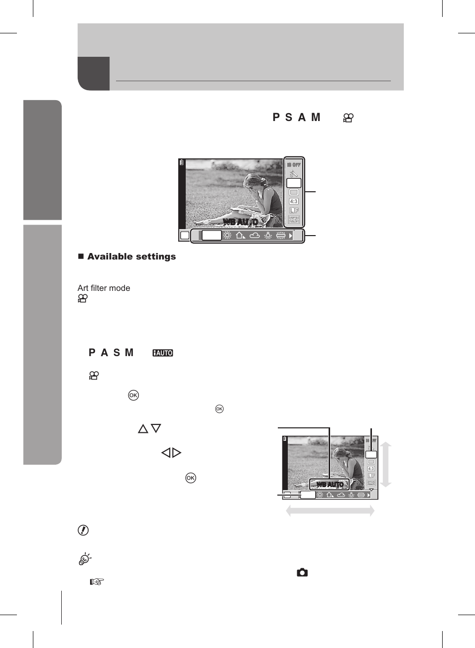 Using live control, Basic guide, Basic operations | Press q to display the live control | Olympus E-PL2 User Manual | Page 20 / 127