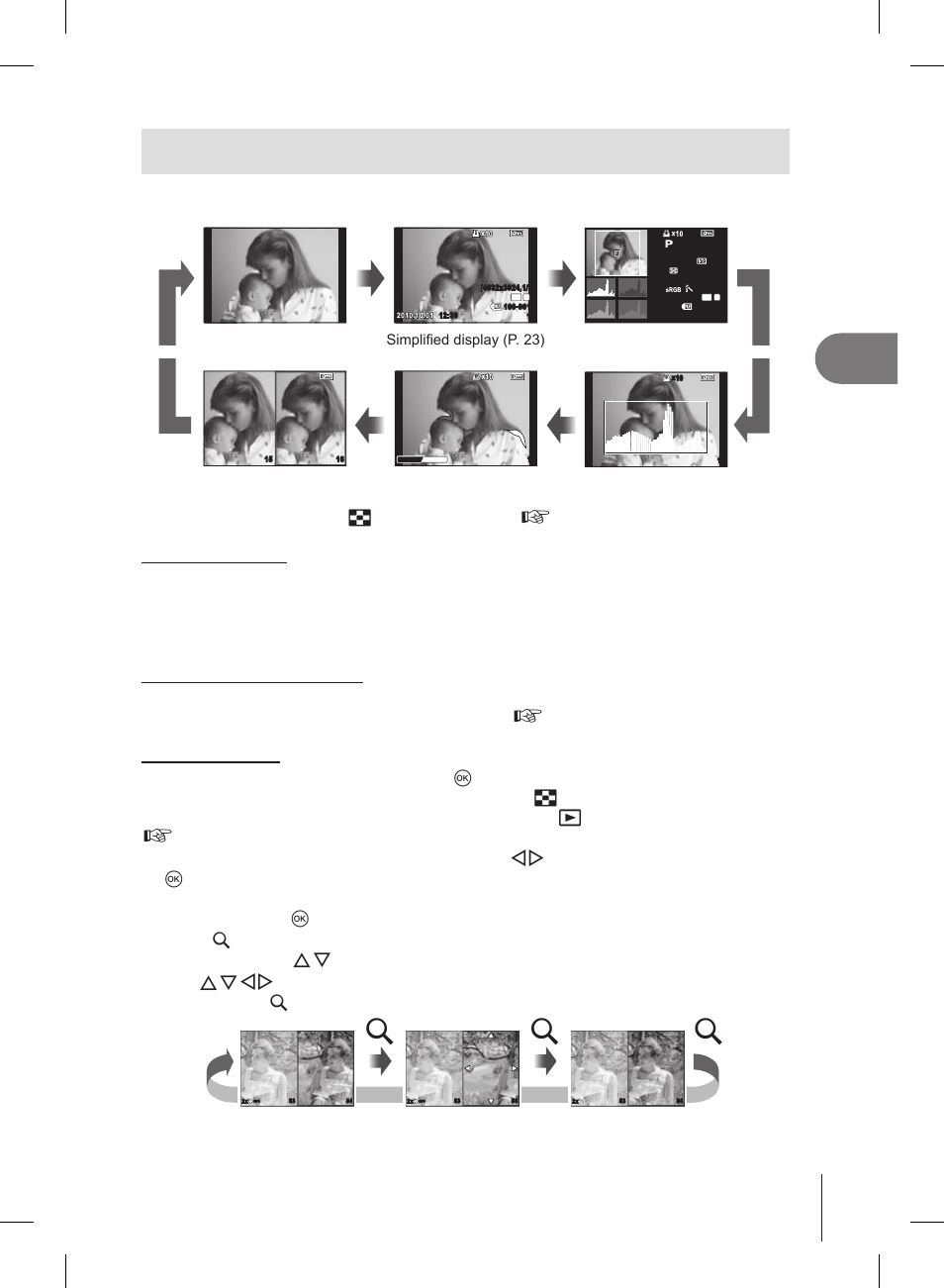Displaying information during playback, Basic photography/frequently-used options, 1 en | Olympus E-PL2 User Manual | Page 31 / 127