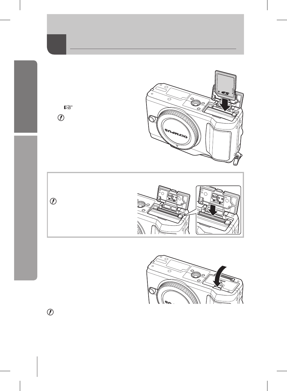 Inserting and removing cards, Basic guide, Preparations for shooting | Olympus E-PL2 User Manual | Page 4 / 127