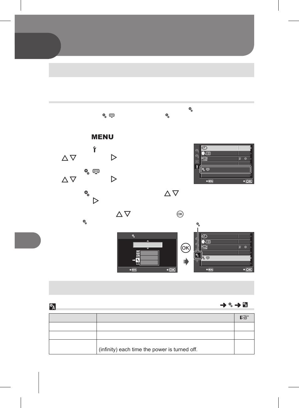 Customizing camera settings, Custom menu, Custom menu options | R af/mf | Olympus E-PL2 User Manual | Page 78 / 127
