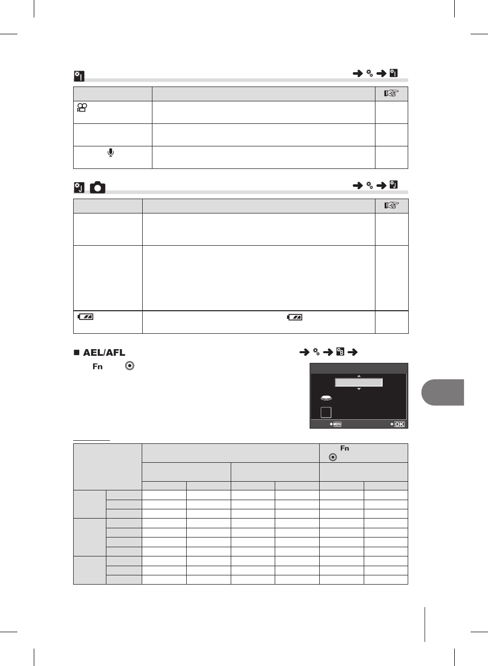 Z movie, B k utility, Customizing camera settings | Olympus E-PL2 User Manual | Page 85 / 127