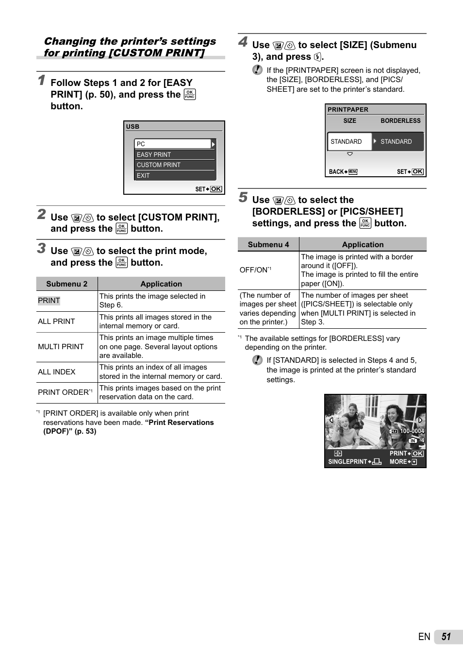 Changing the printer’s settings for printing | Olympus 1060 User Manual | Page 51 / 76