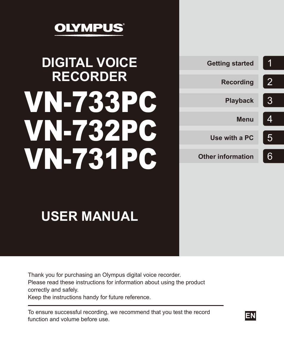 Olympus VN732PC User Manual | 67 pages