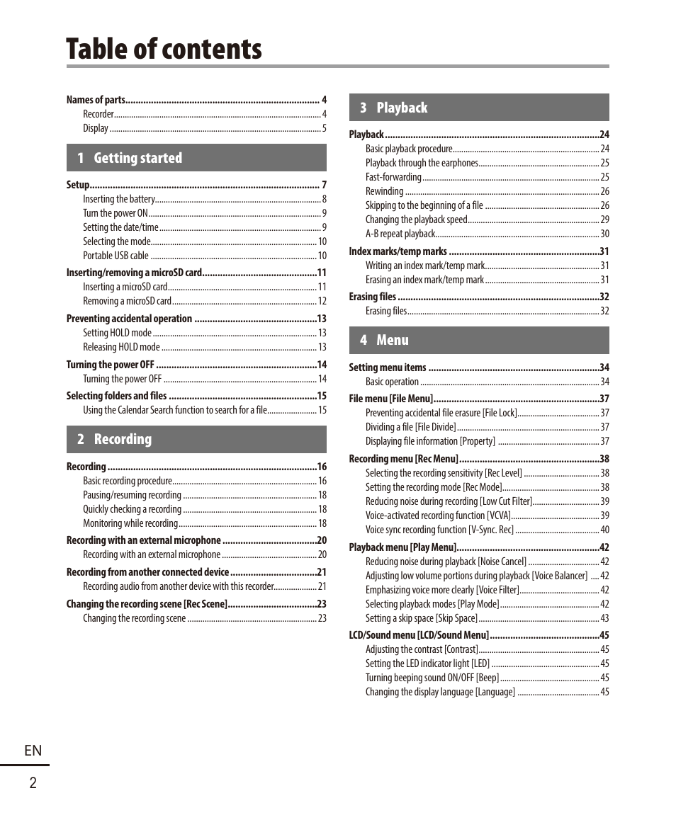 Olympus VN732PC User Manual | Page 2 / 67