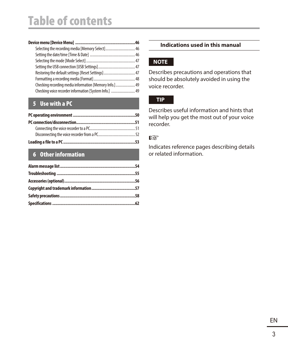 Olympus VN732PC User Manual | Page 3 / 67