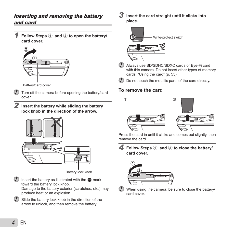 4 en | Olympus VH-410 User Manual | Page 4 / 71