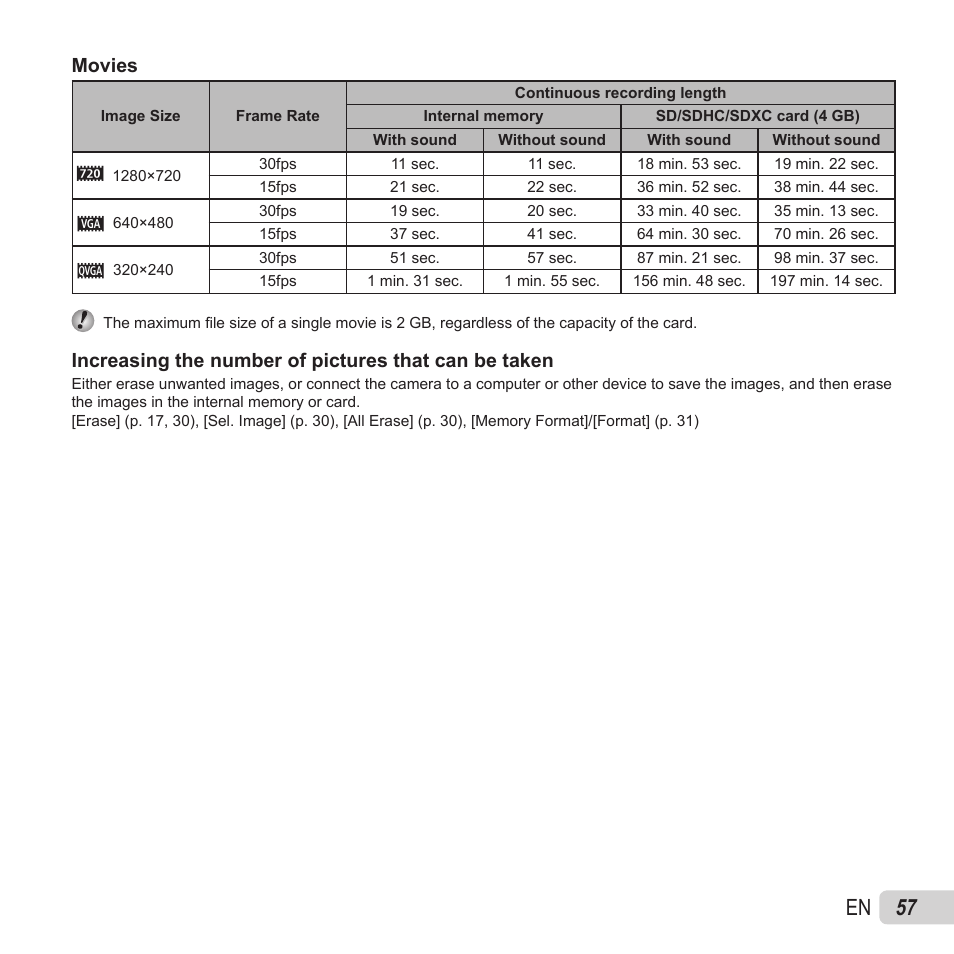 57 en | Olympus VH-410 User Manual | Page 57 / 71