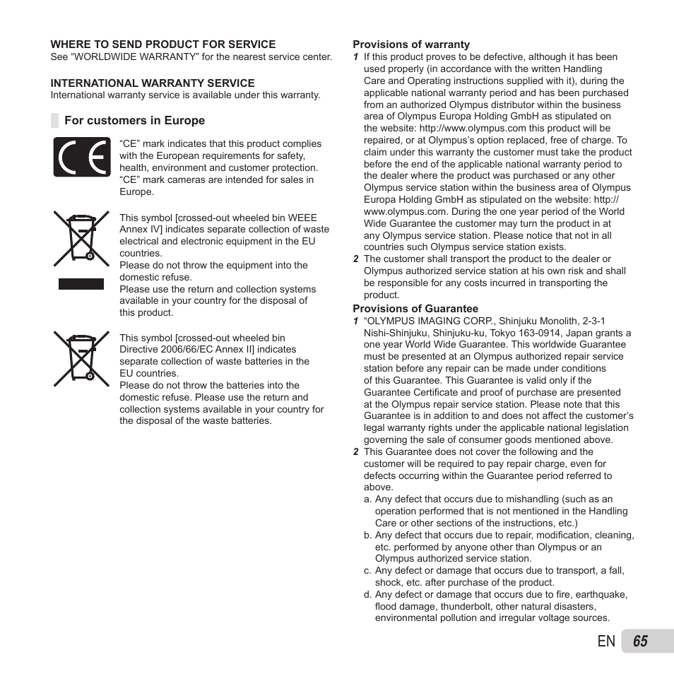 65 en | Olympus VH-410 User Manual | Page 65 / 71