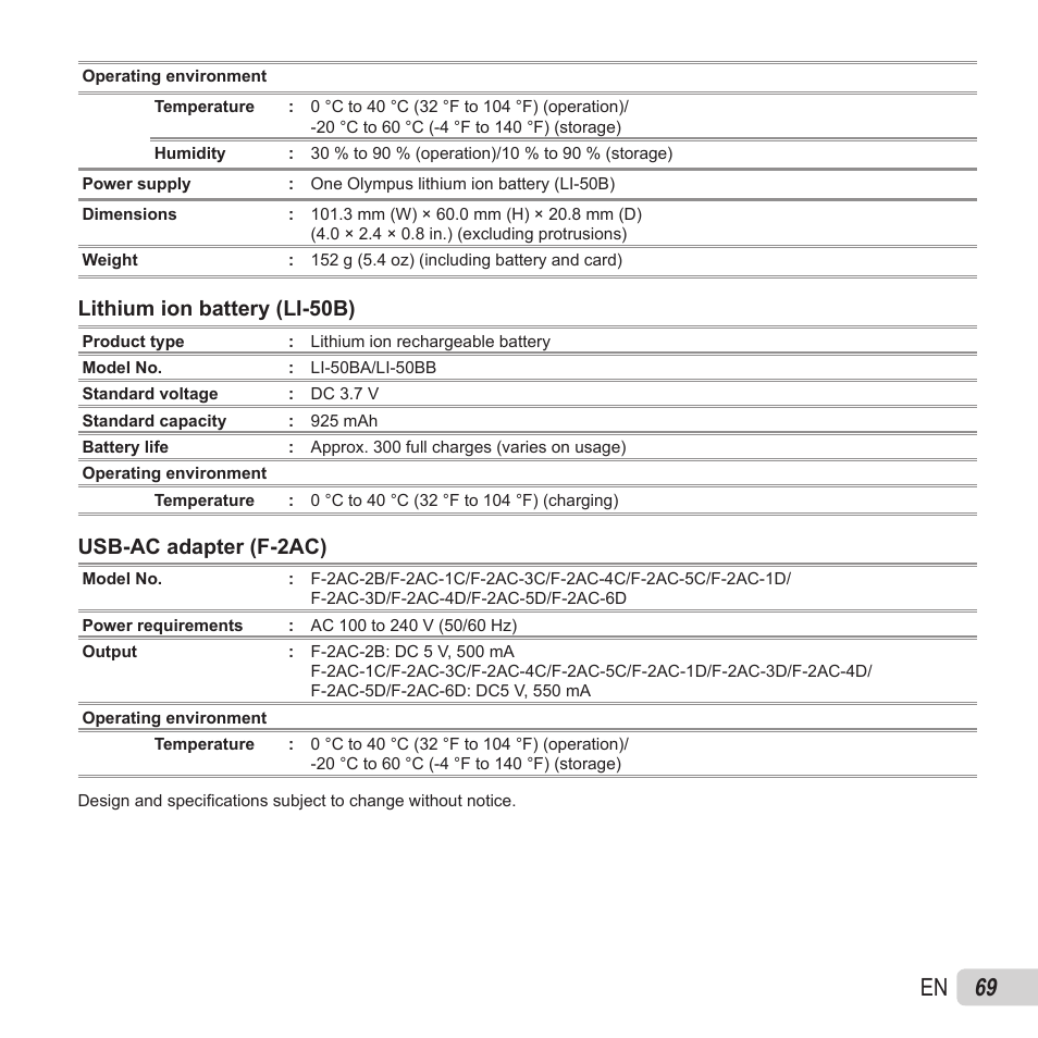 69 en | Olympus VH-410 User Manual | Page 69 / 71