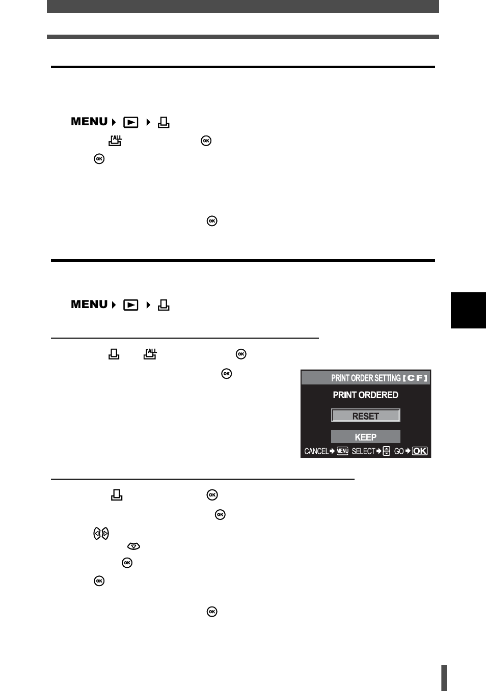All-frame reservation, Resetting the print reservation data | Olympus E-400 User Manual | Page 101 / 164