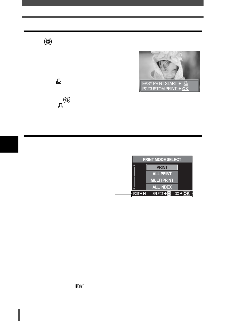 Easy printing, Custom printing, Easy printing custom printing | Olympus E-400 User Manual | Page 104 / 164