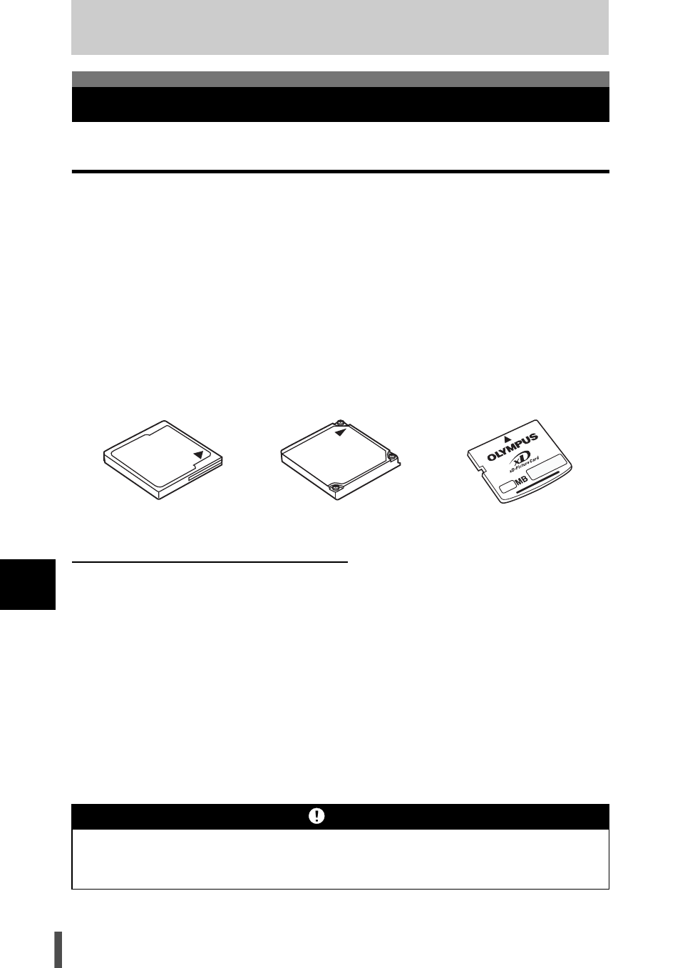 9 information, Card basics, Usable cards | Information, P. 128 | Olympus E-400 User Manual | Page 128 / 164