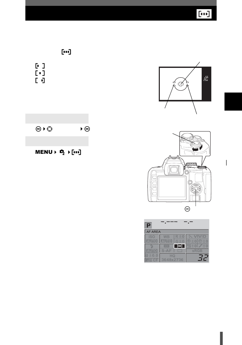 Focusing functions, Af frame selection, P. 59 | Olympus E-400 User Manual | Page 59 / 164