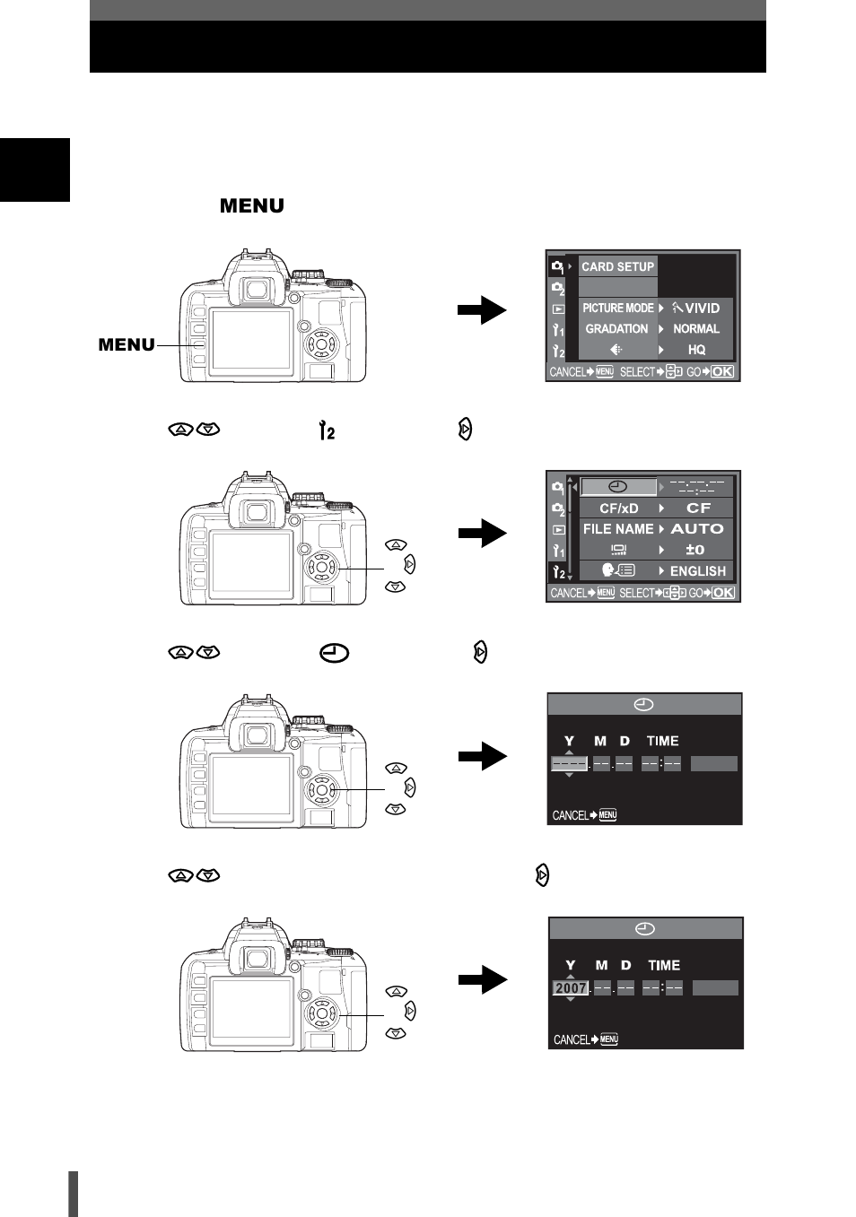 Setting the date/time | Olympus E-400 User Manual | Page 8 / 164