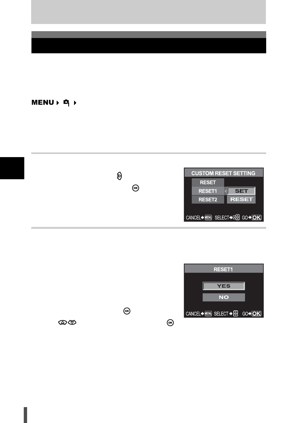 Custom reset setting, Customizing the settings/functions of your camera | Olympus E-400 User Manual | Page 90 / 164
