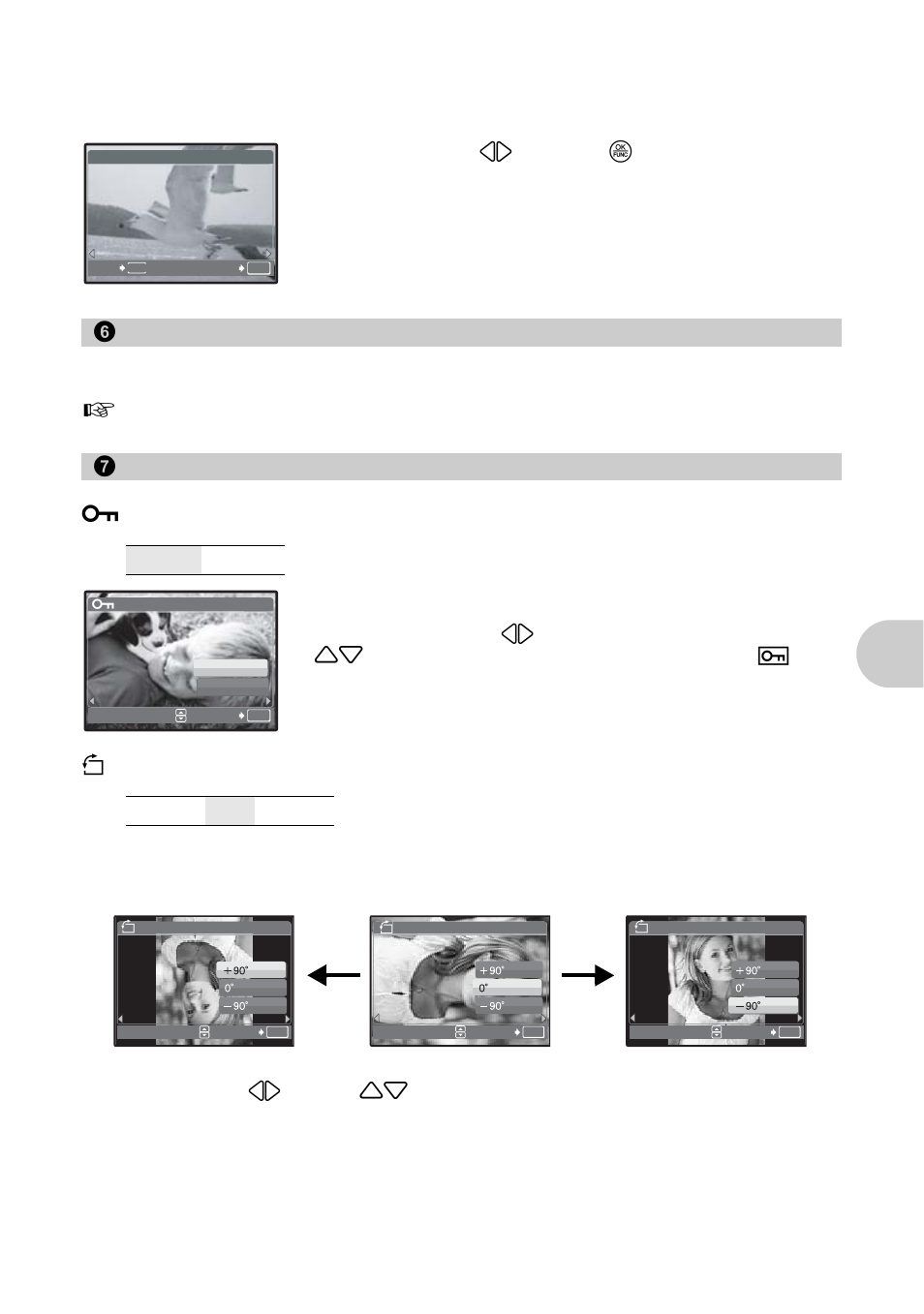 Index making an index picture from a movie, Print order making print reservations (dpof), Playback menu | 0 protecting pictures, Y rotating pictures, 0 protecting pictures” (p. 31), Me nu opera tions, Index, Print order, Playback menu 0 | Olympus µ 790 SW User Manual | Page 31 / 80