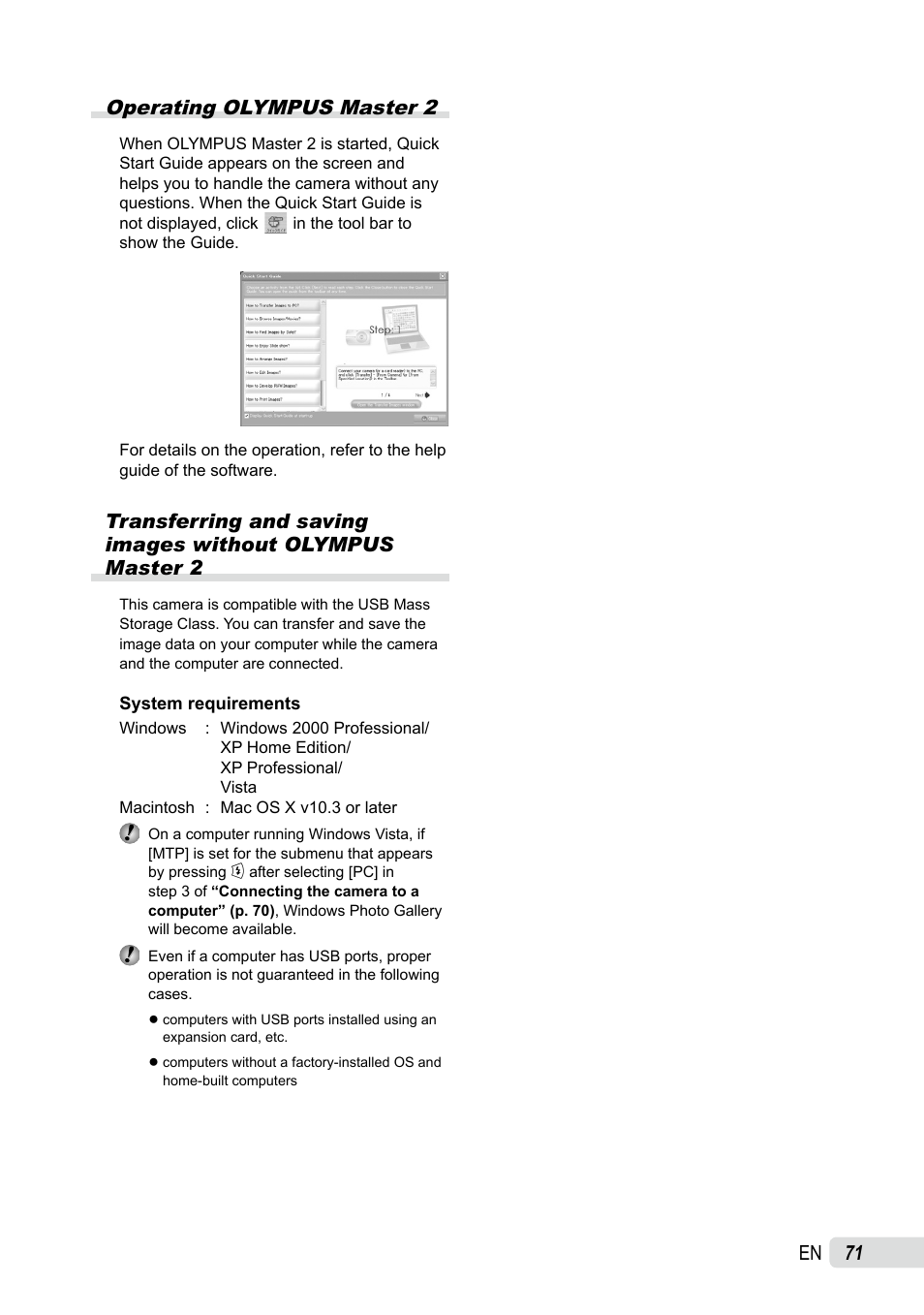 Operating olympus master 2, 1 en operating olympus master 2 | Olympus SP-565 UZ User Manual | Page 71 / 92