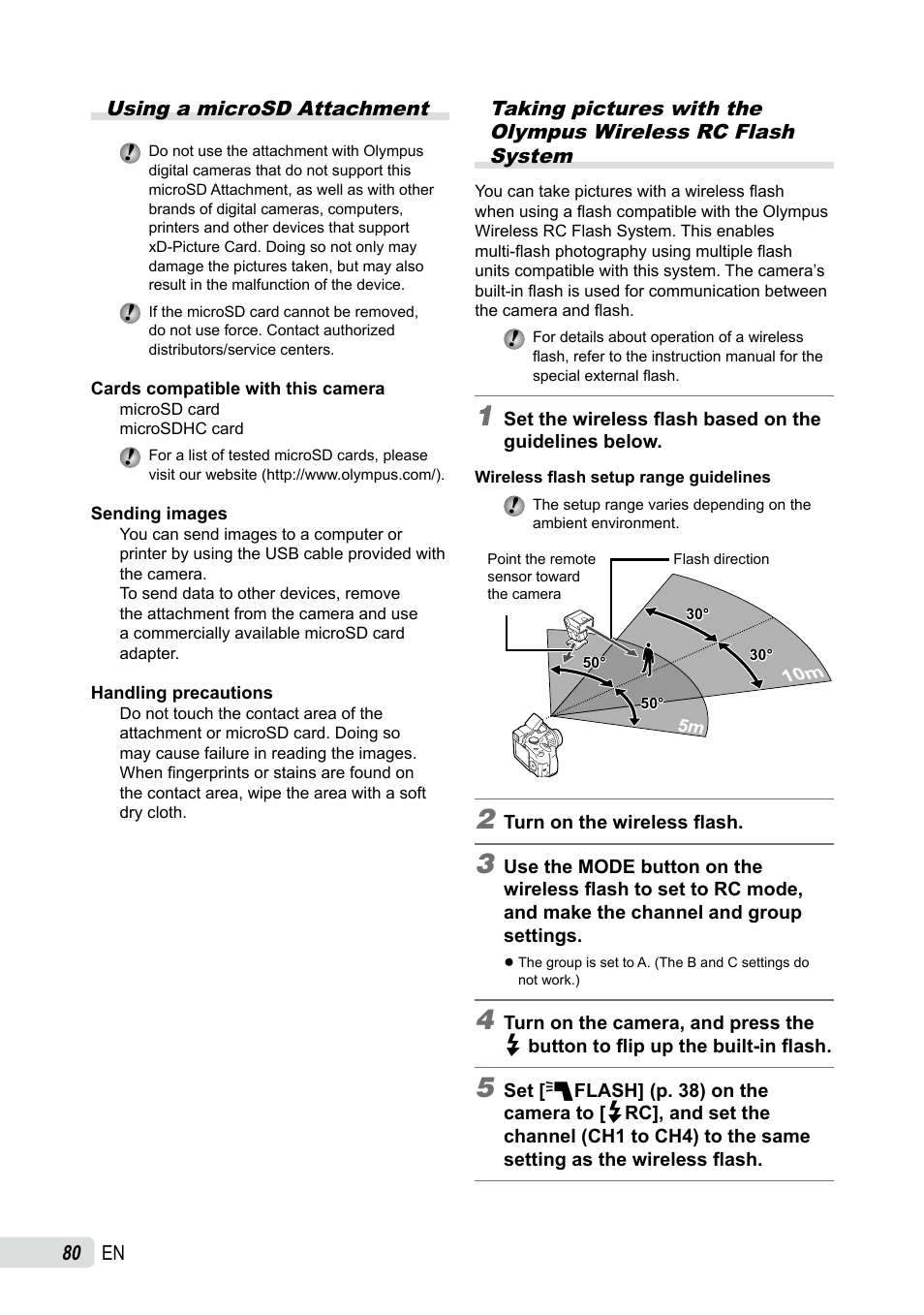 Using a microsd attachment, 0 en using a microsd attachment | Olympus SP-565 UZ User Manual | Page 80 / 92