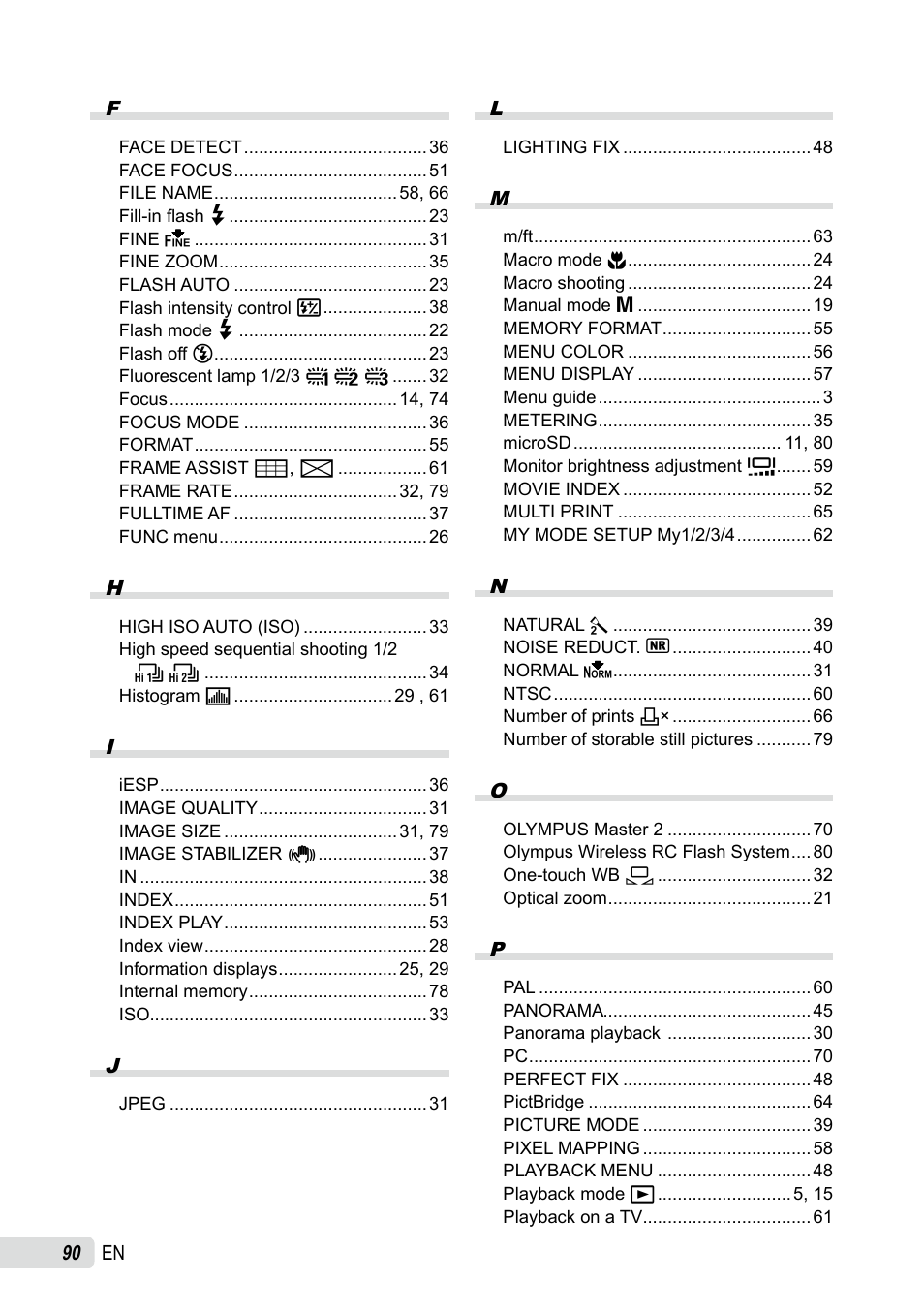 Olympus SP-565 UZ User Manual | Page 90 / 92