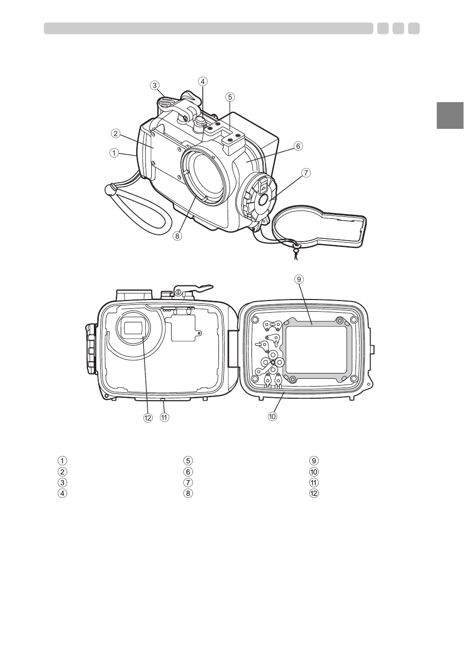 Names of the parts, En 9 | Olympus PT 048 User Manual | Page 9 / 31