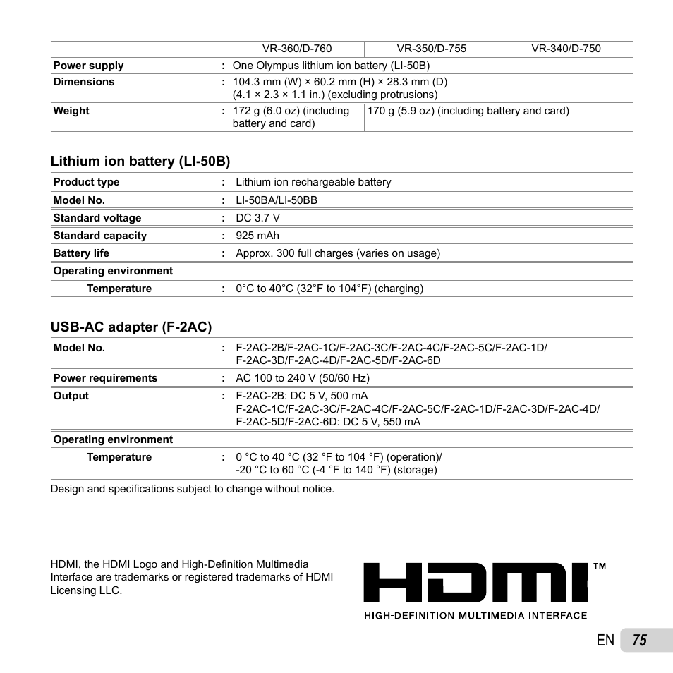 75 en | Olympus VR-360 User Manual | Page 75 / 77