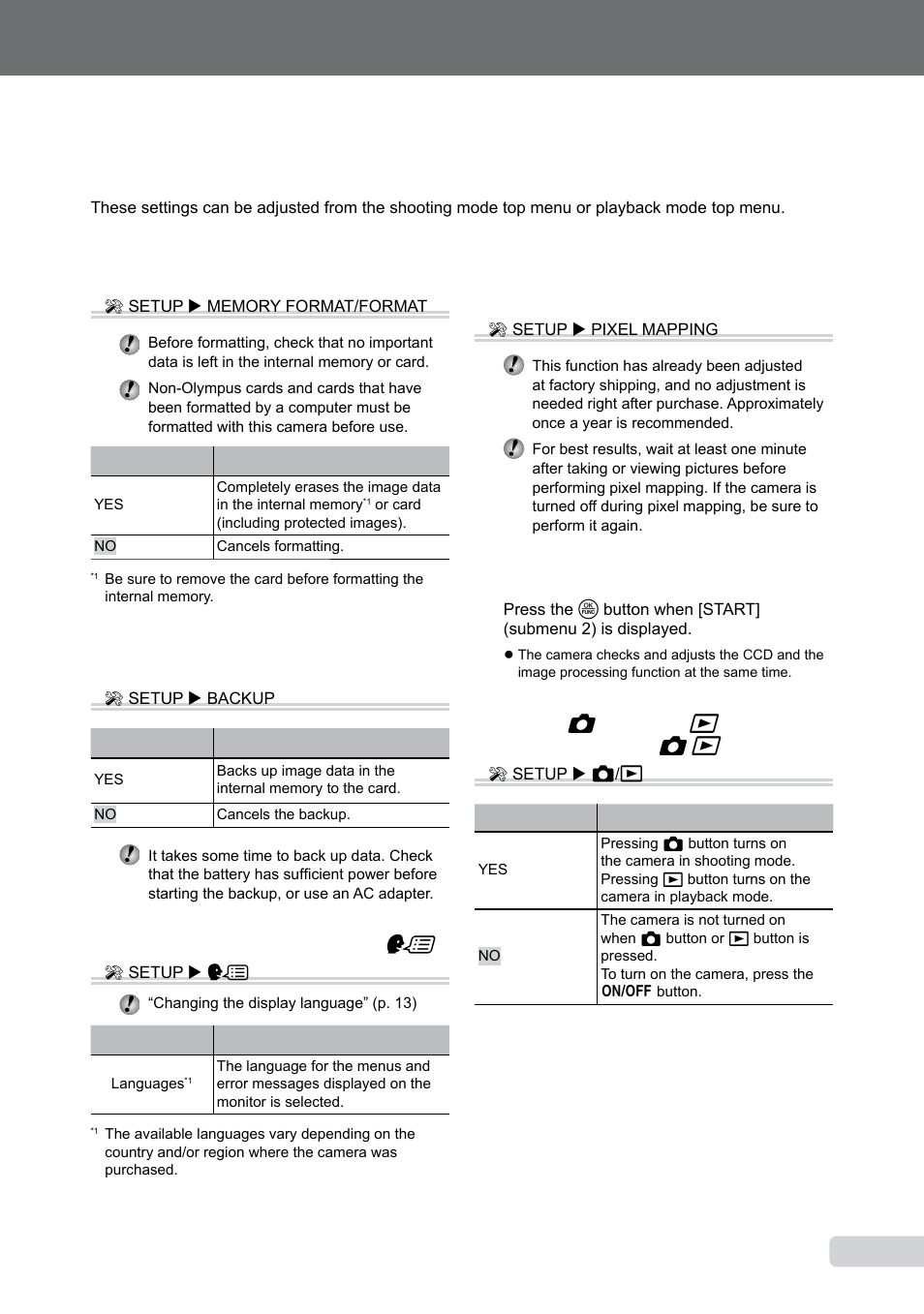 Menus for other camera settings, Erasing data completely, Copying images in the internal memory to the card | Changing the display language, 1 en, Changing the display language [ w | Olympus µ-550WP User Manual | Page 31 / 62