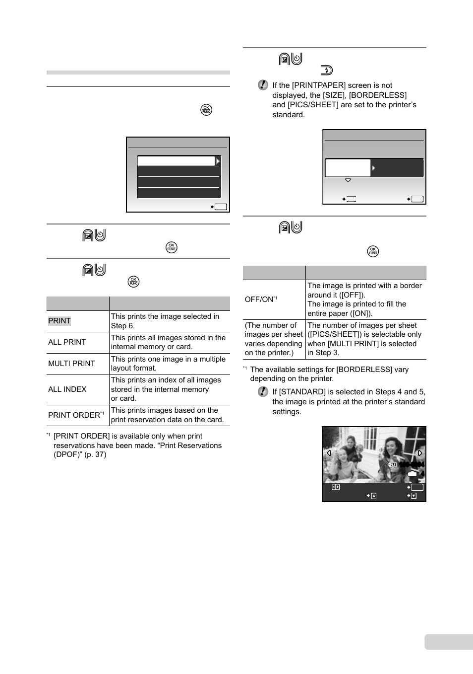 Changing the printer’s settings for printing | Olympus µ-550WP User Manual | Page 35 / 62