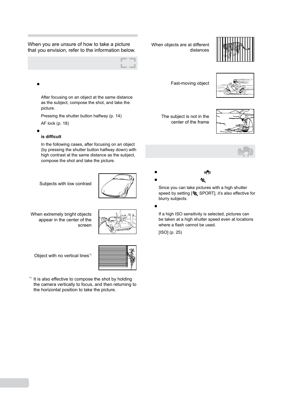 Shooting tips, Focusing, Camera shake | En shooting tips | Olympus µ-550WP User Manual | Page 44 / 62