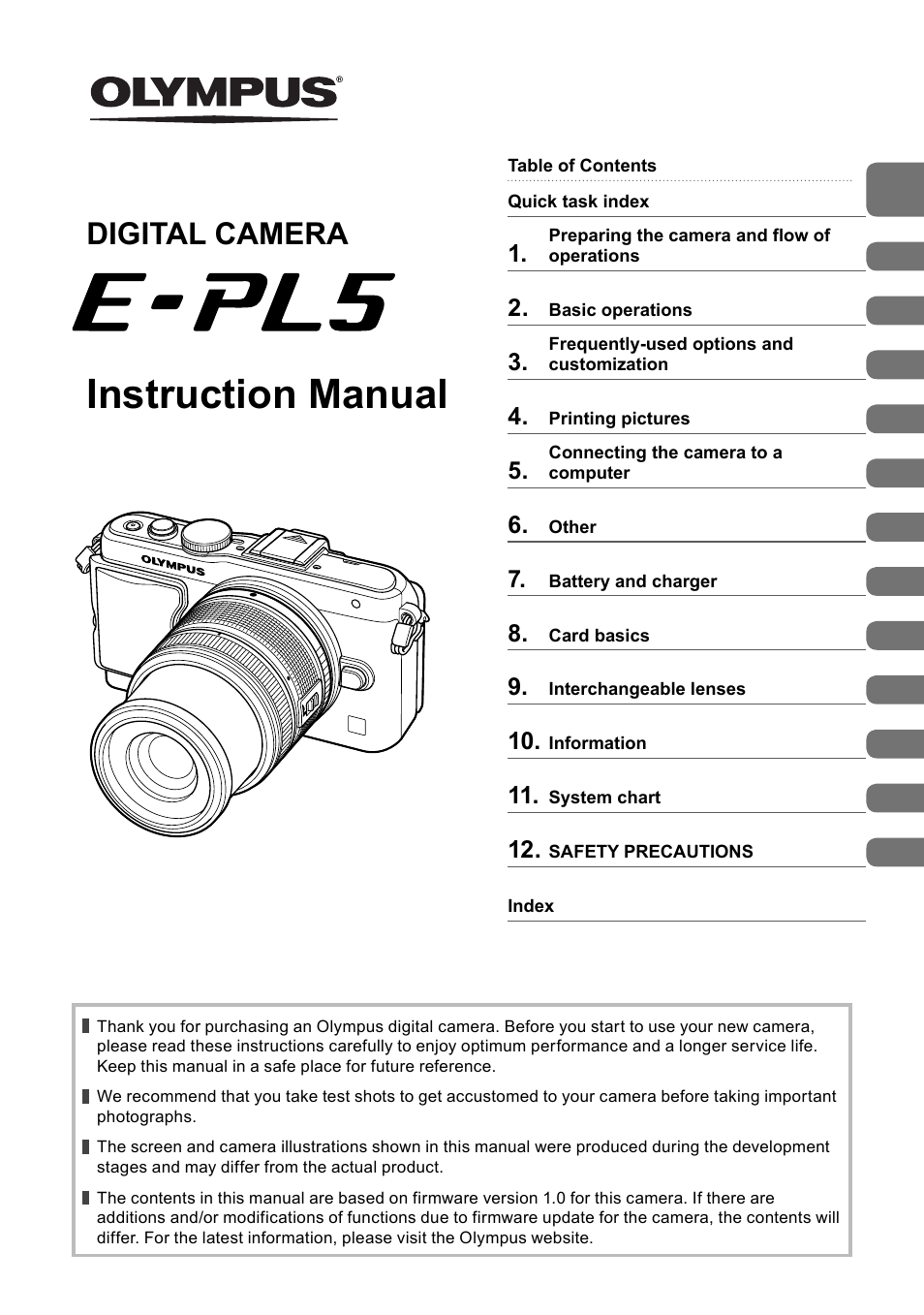 Olympus EPL5 User Manual | 133 pages