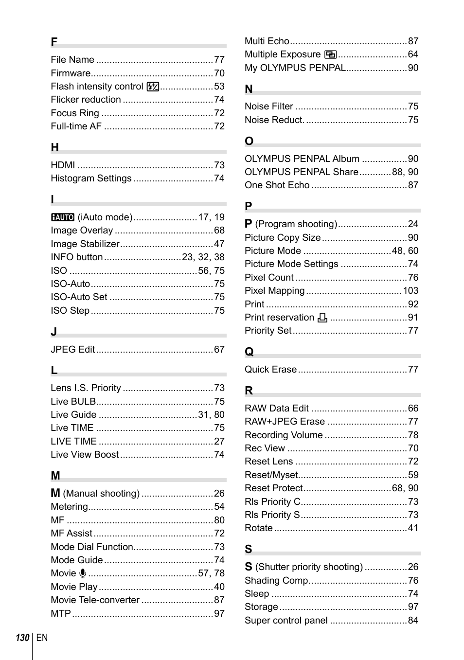 Olympus EPL5 User Manual | Page 130 / 133