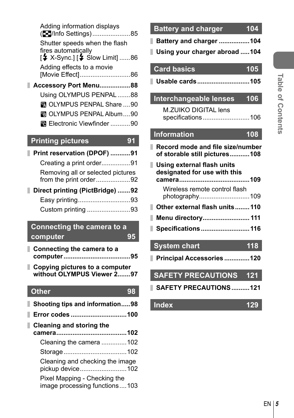 Olympus EPL5 User Manual | Page 5 / 133