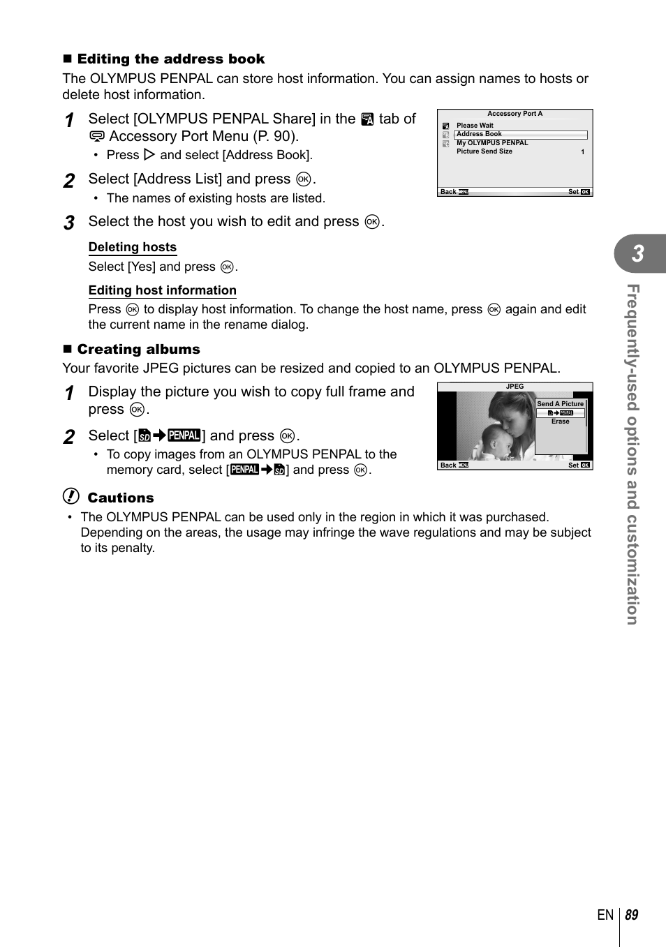 Frequently-used options and customization | Olympus EPL5 User Manual | Page 89 / 133