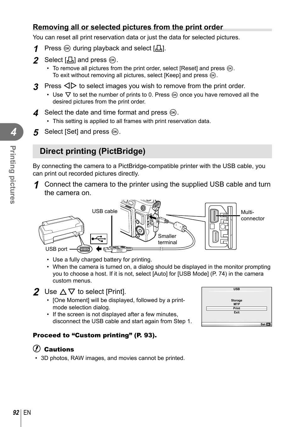 Direct printing (pictbridge) | Olympus EPL5 User Manual | Page 92 / 133