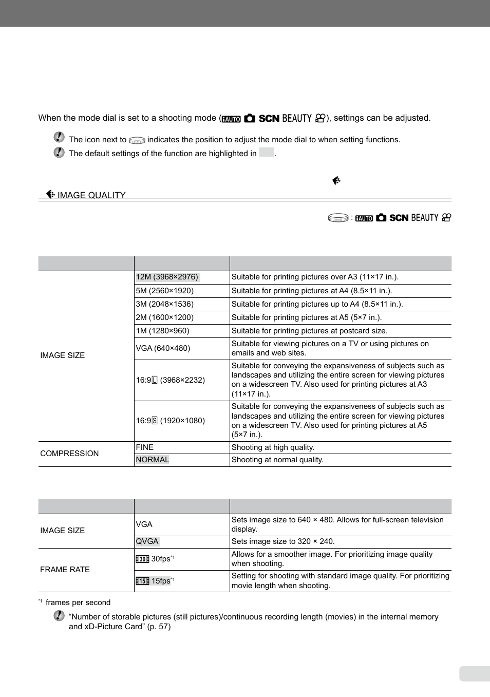 Menus for shooting functions, Menus for shooting functions .... 5, 5 en | Olympus µ-7000 User Manual | Page 25 / 68