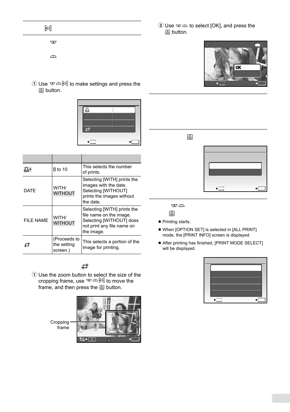 45 en, Use no to select an image, Press the e button | Use lm to select [print], and press the e button | Olympus µ-7000 User Manual | Page 45 / 68